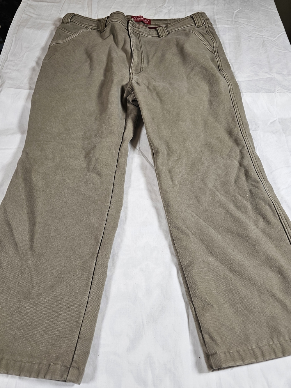 Coleman Men's Canvas Pants Fleece Lined 38x26 Altered